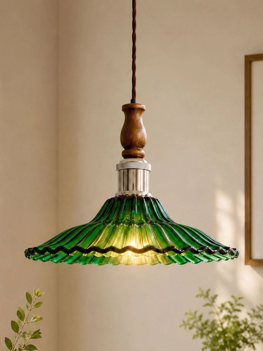 Glowhere Green Textured Glass Traditional Ceiling Lamp-picture-43