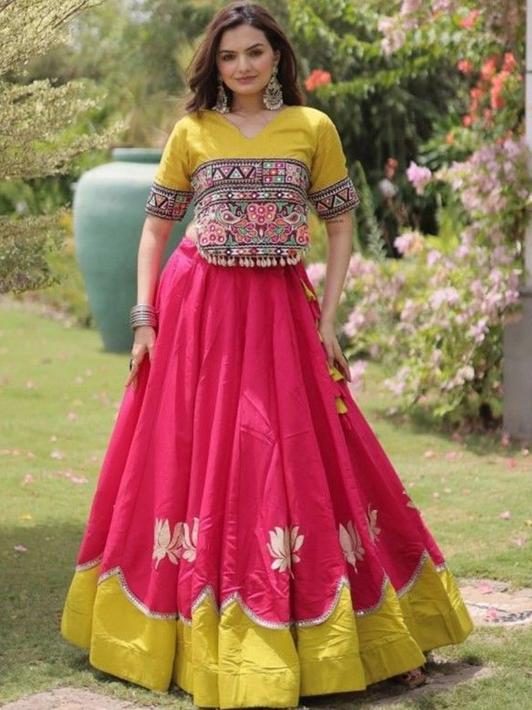 Livewear Embellished Mirror Work Ready to Wear Lehenga &-image-41