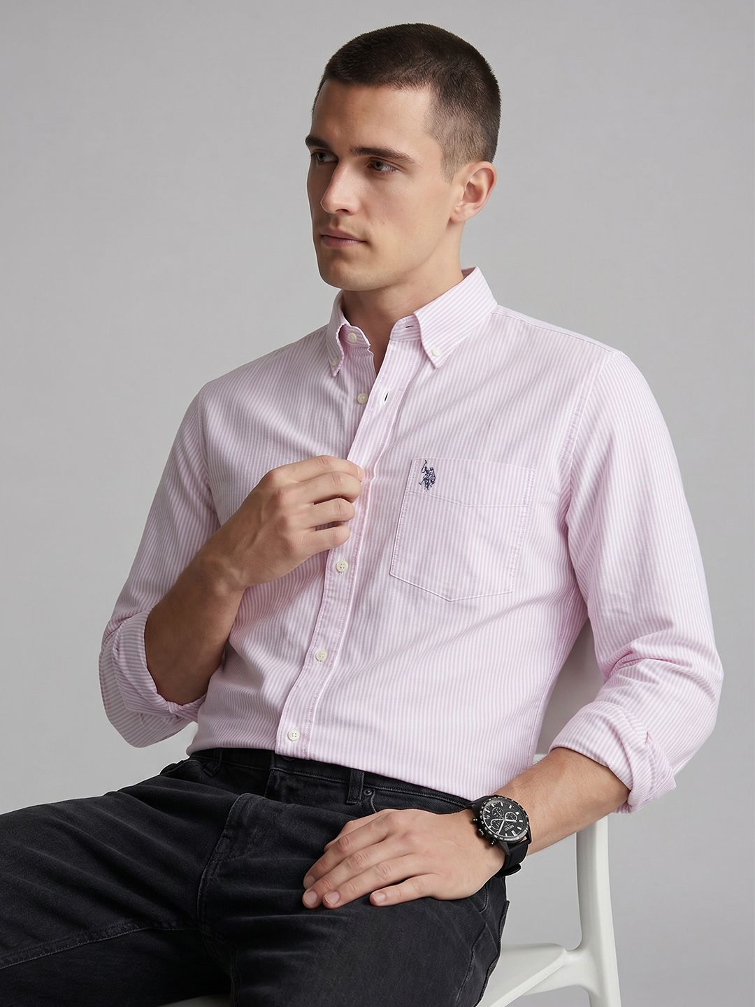 U.S. Polo Assn. Men Tailored Fit Striped Casual Shirt-picture-17