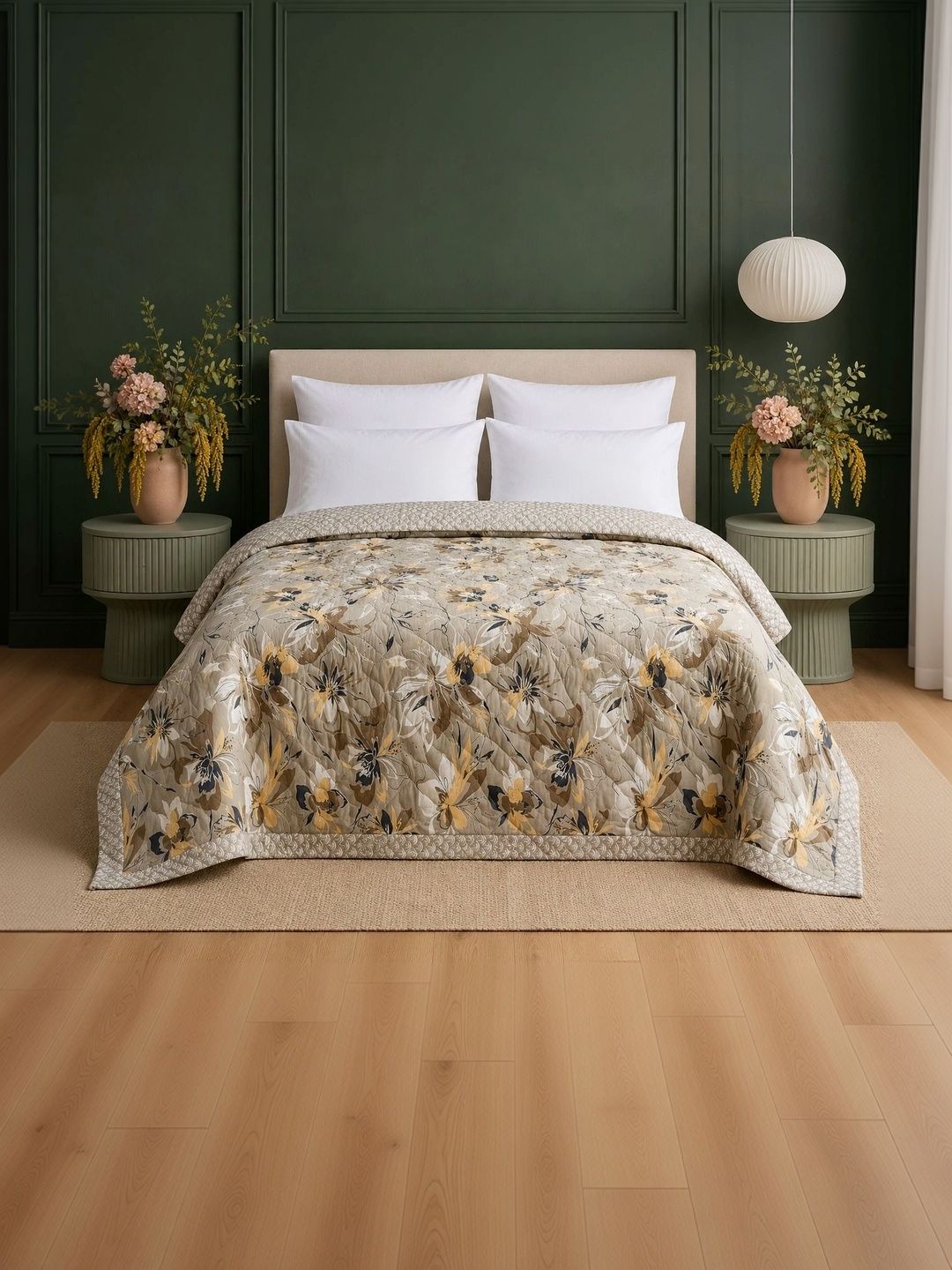 Supreme Home Collective Brown & Black Floral AC Room 300 GSM Blanket-image-41