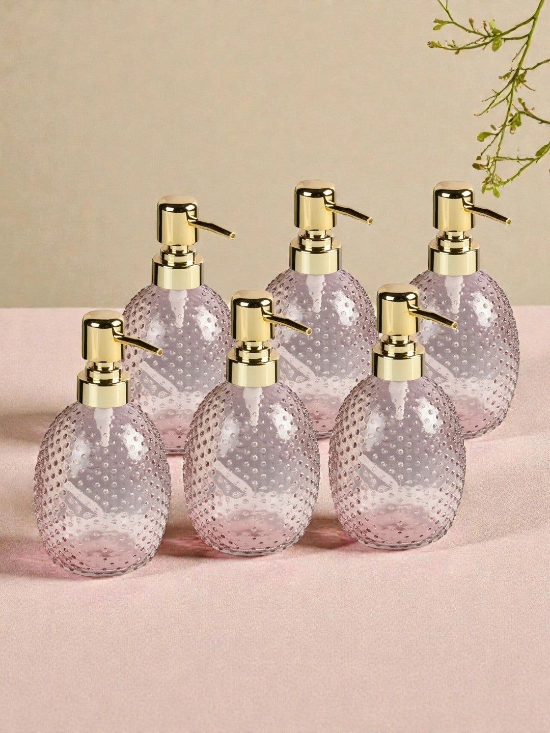 Kookee Pink 6 piece Abstract Glass Soap Dispenser-picture-43