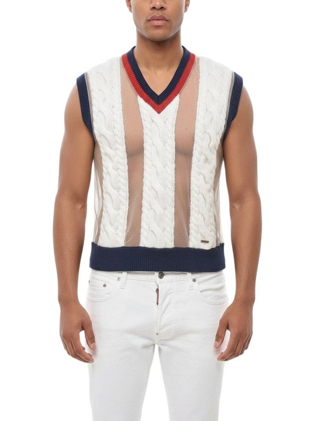 Dsquared2 Men Cable Knit Woollen Sweater Vest-picture-49