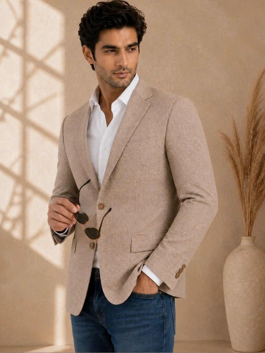 SOURAGYA Notched Lapel Single-Breasted Tailored Fit Blazers-picture-41