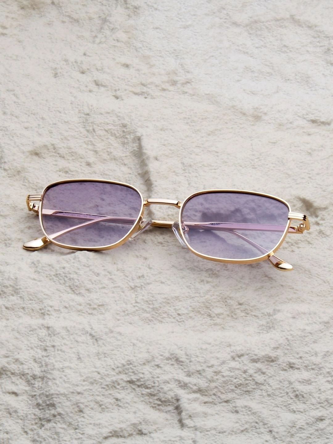 Ted Smith Unisex Purple Lens & Gold-Toned Rectangle Sunglasses with-picture-14
