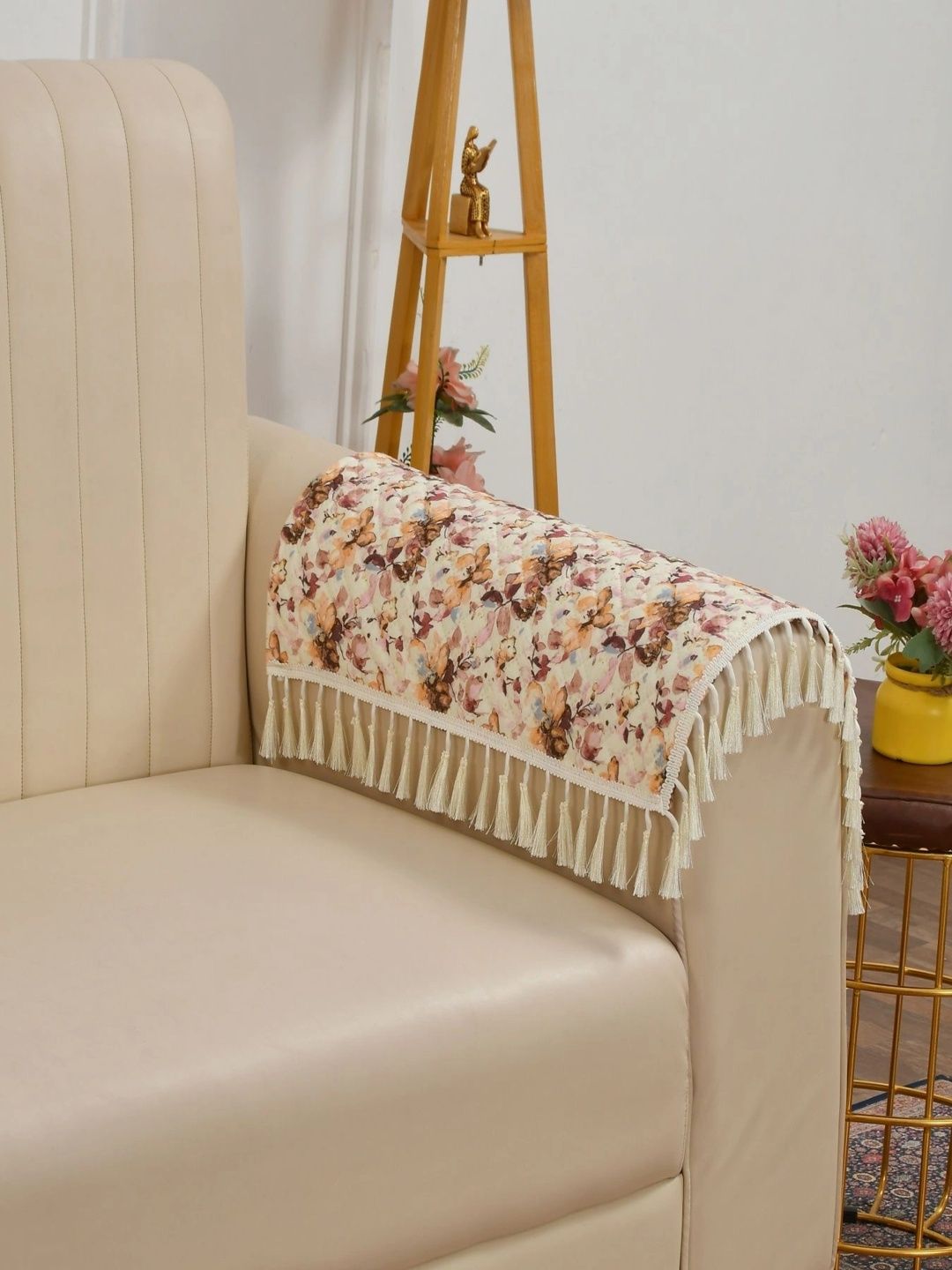 Homefab India Beige & Brown Printed 2 Piece Sofa Cover With Arms-picture-15