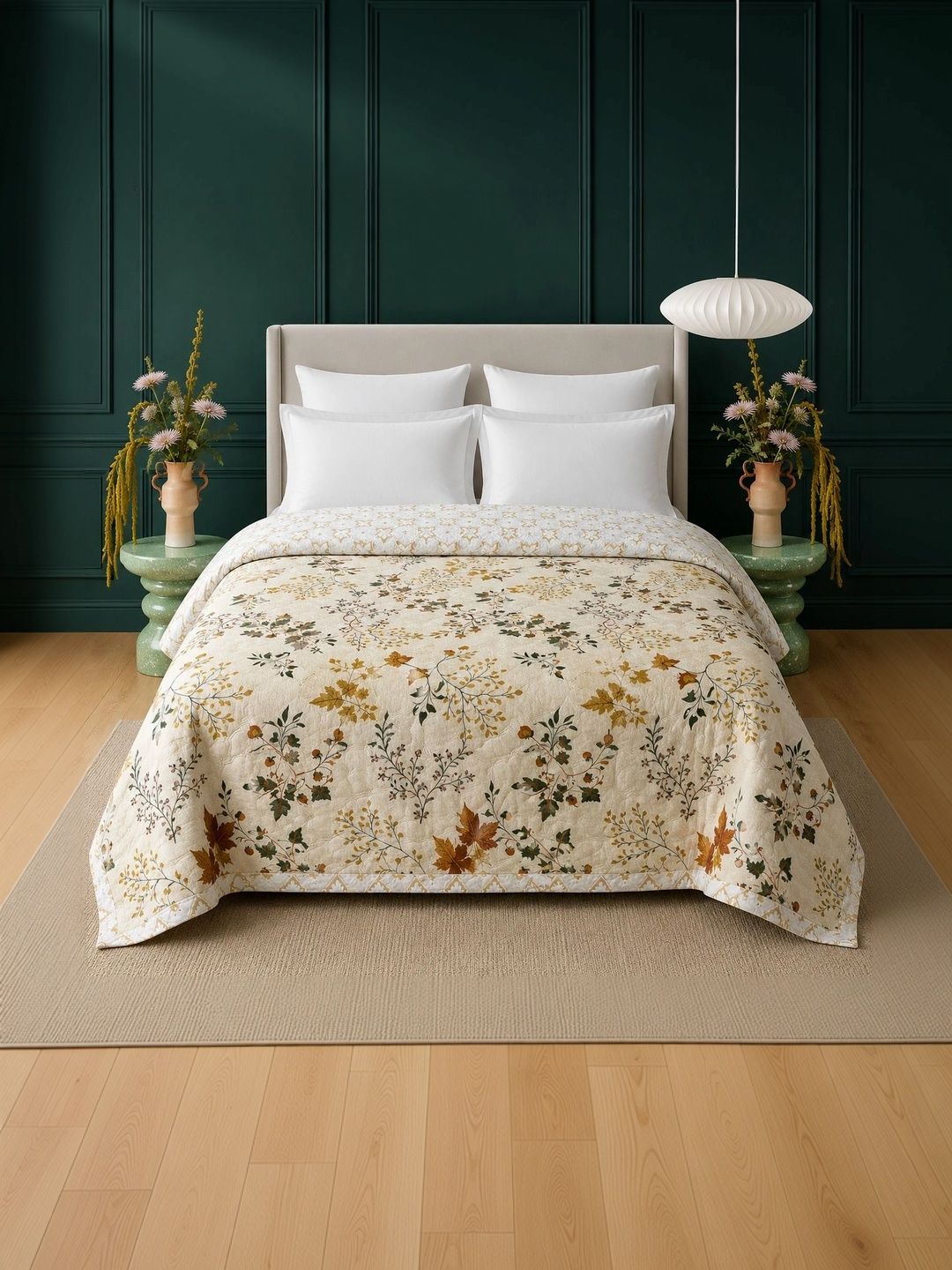 Supreme Home Collective Beige & White Floral AC Room 300 GSM Blanket-picture-16