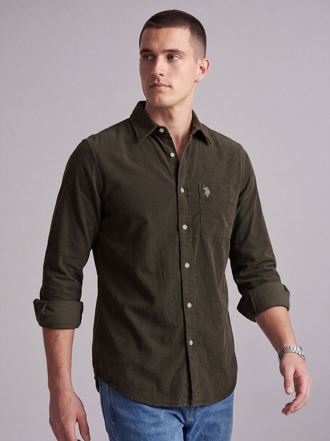 U.S. Polo Assn. Denim Co. Corduroy Pure Cotton Casual Shirt-picture-19