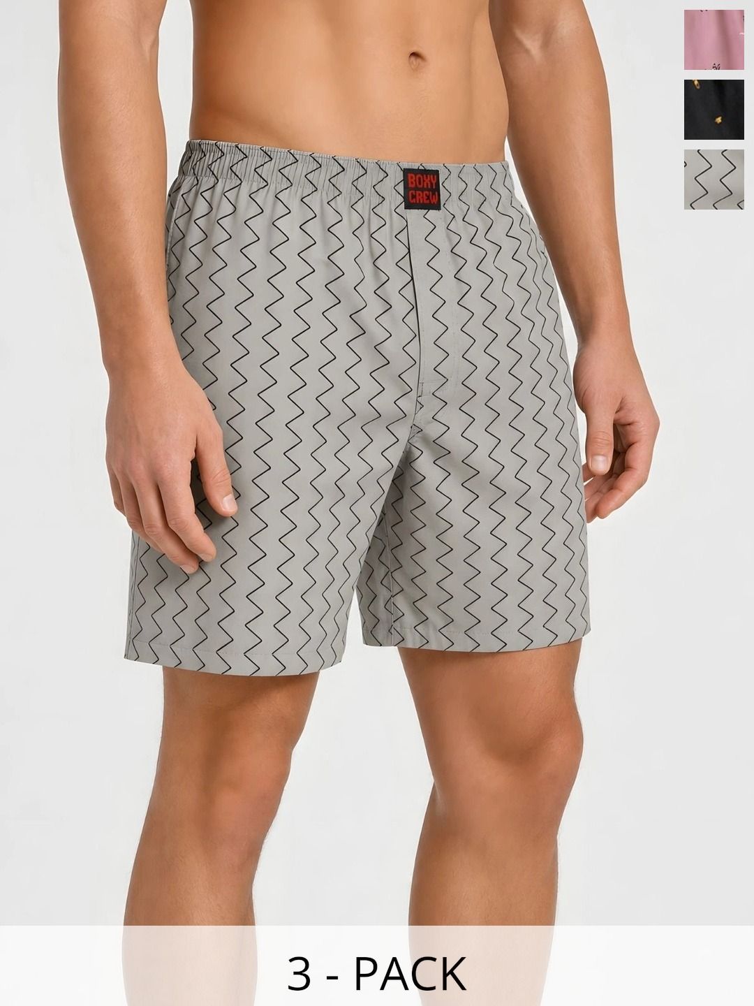 Boxy Crew Pack Of 3 Printed Pure Cotton Lightweight & Breathable Inner Elasticated Boxers-picture-21
