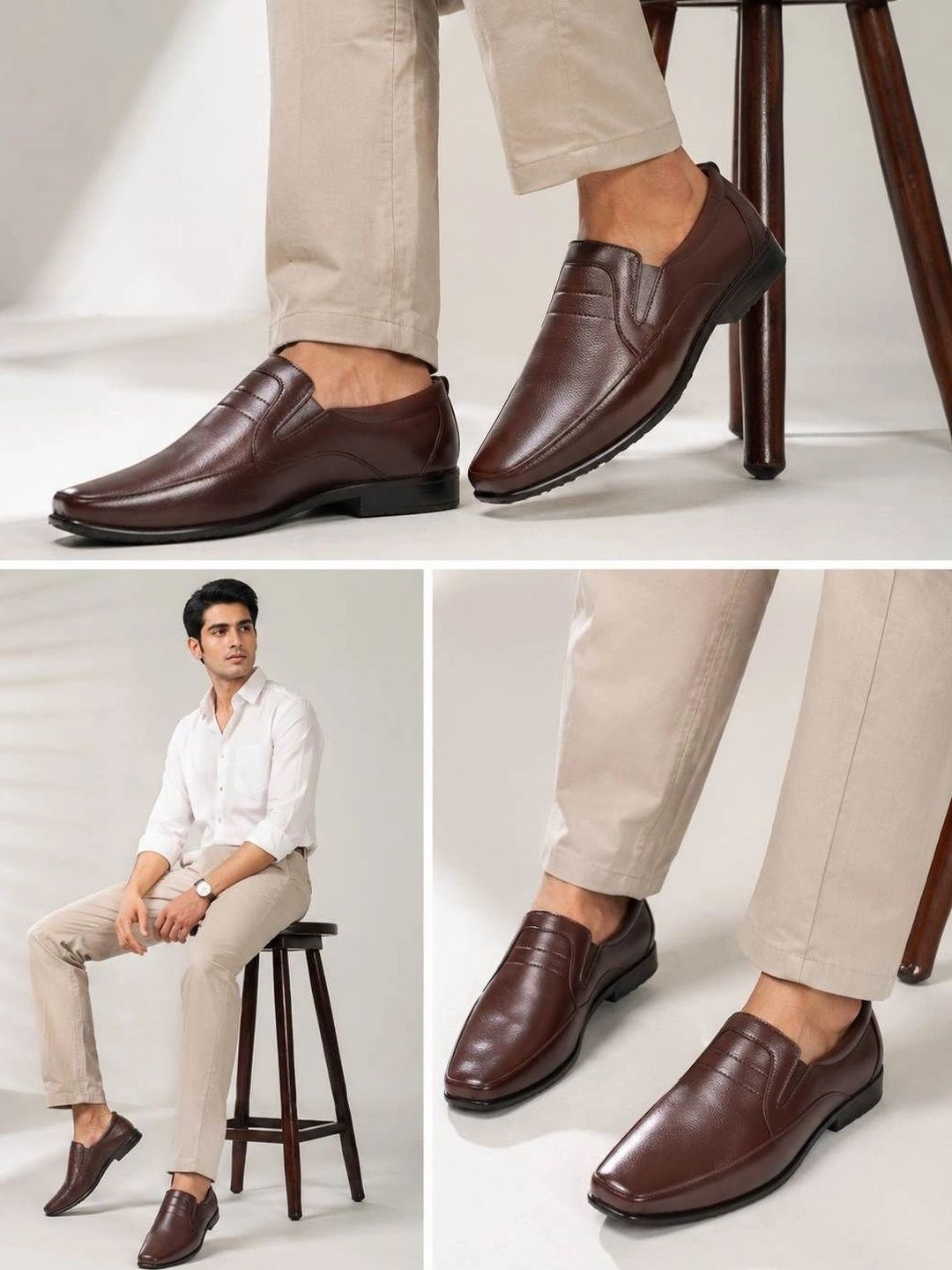Groofer Men Square Toe Formal Slip-On Shoes-image-6