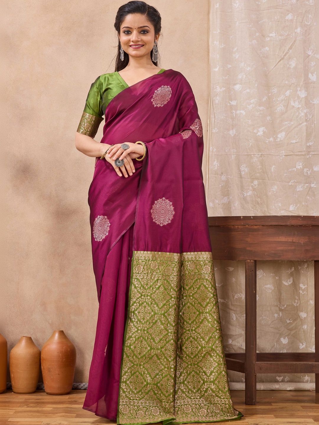 Moda Rapido Ethnic Motifs Zari Silk Cotton Banarasi Saree-picture-22