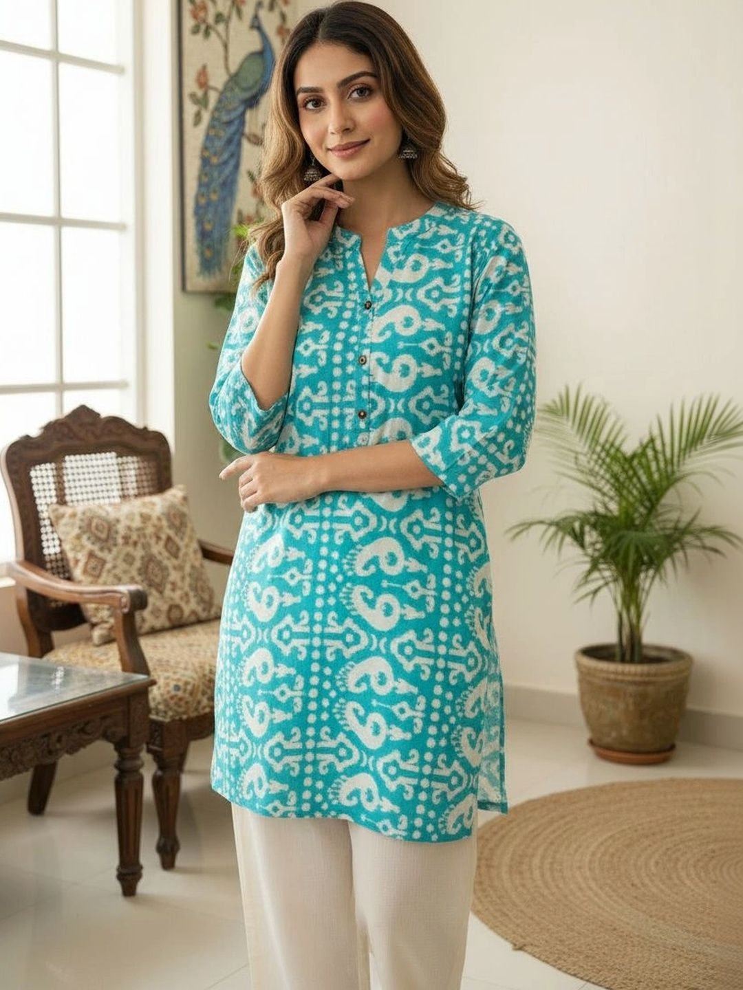 Anouk Ethnic Motifs Printed Pure Cotton Blend Kurti-picture-13