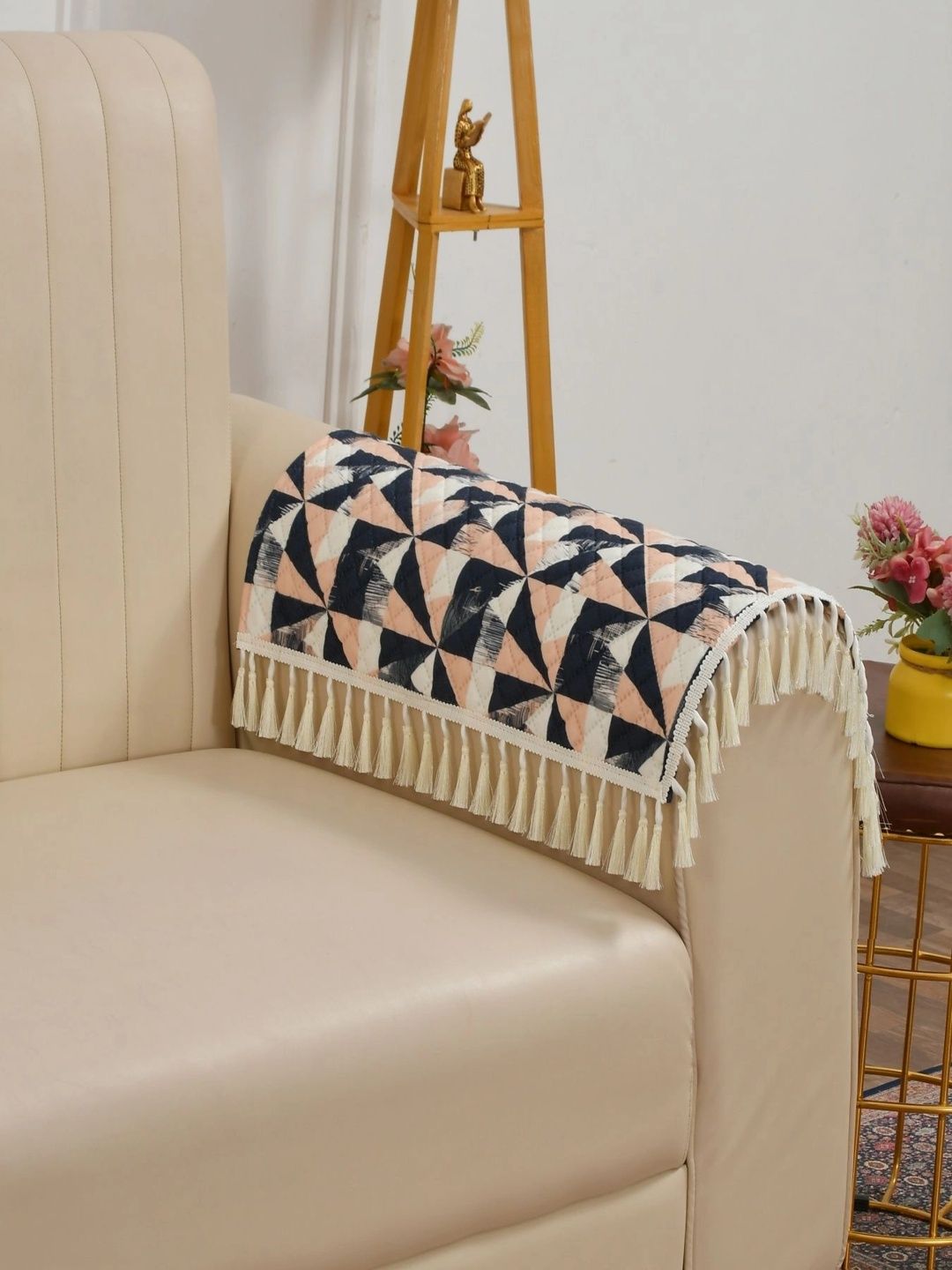 Homefab India Black & Beige Printed 2 Piece Sofa Cover With Arms-picture-30