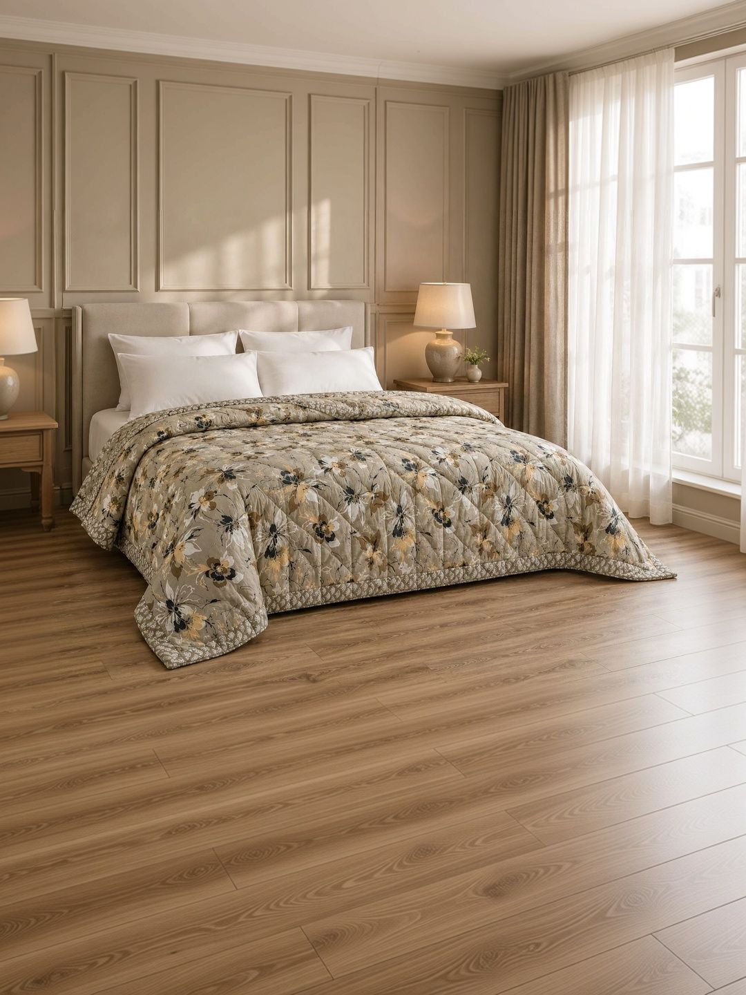 Supreme Home Collective Brown & Black Floral AC Room 300 GSM Blanket-image-33