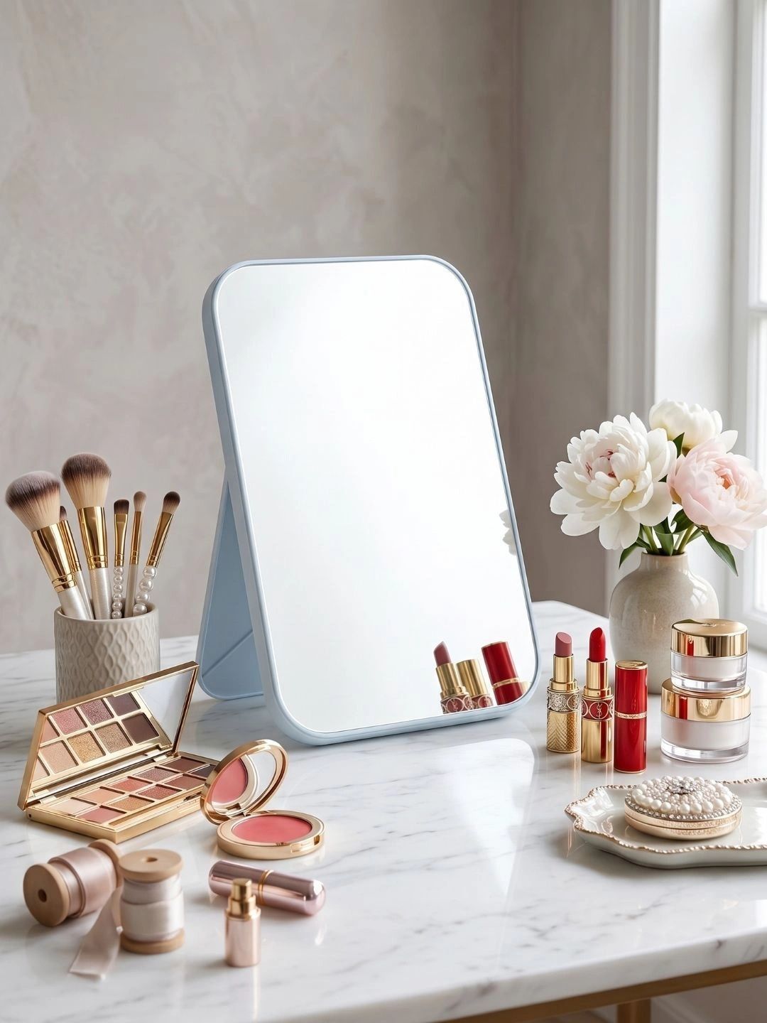 Myntra Elegant Homes Blue Plastic Makeup Table Top Mirror-image-15