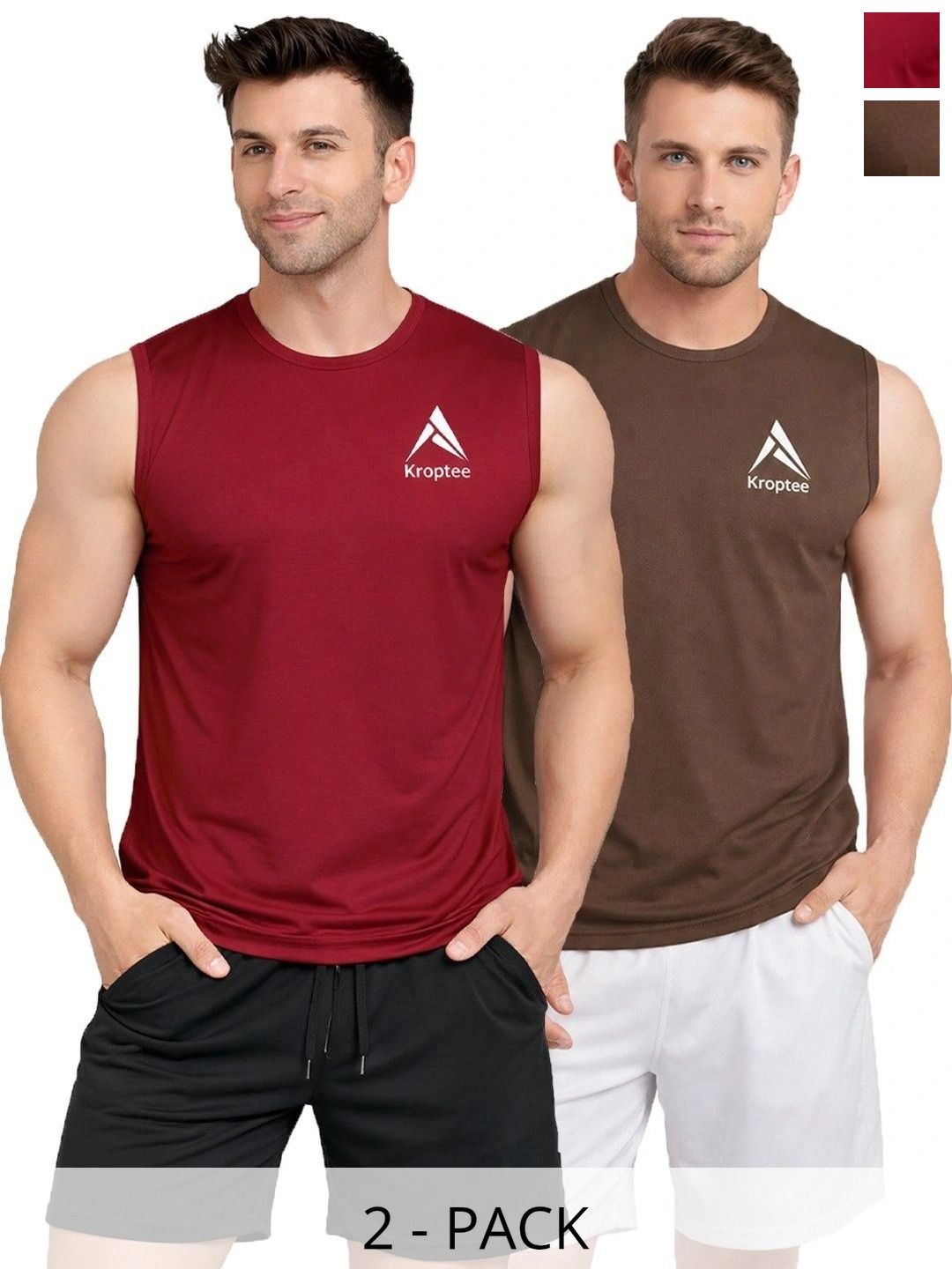 Kroptee Pack of 2 Cotton Blend Gym Vest-picture-46