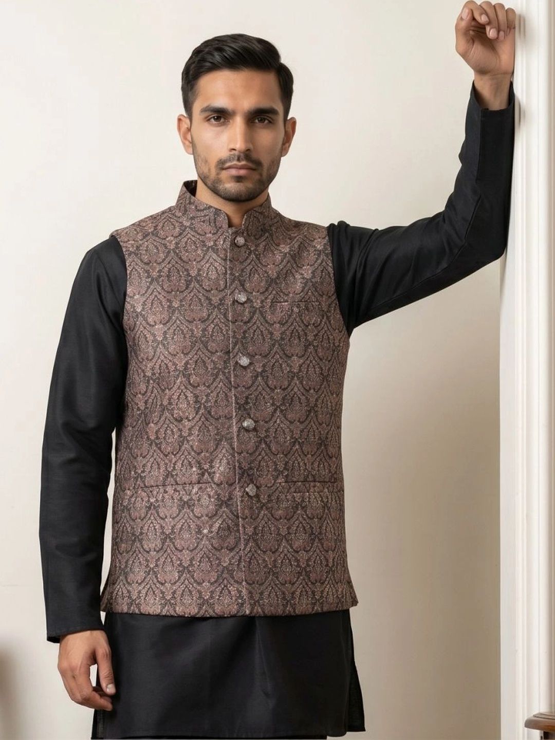 Jompers Woven Design Nehru Jackets-picture-58