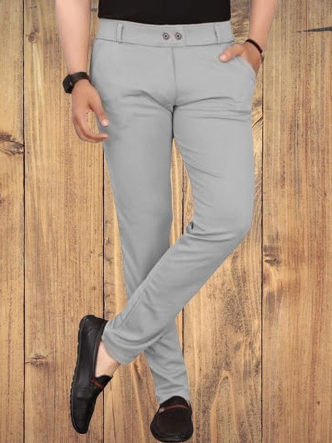 CIVIRASTYLE Men Smart Slim Fit Trousers-image-44