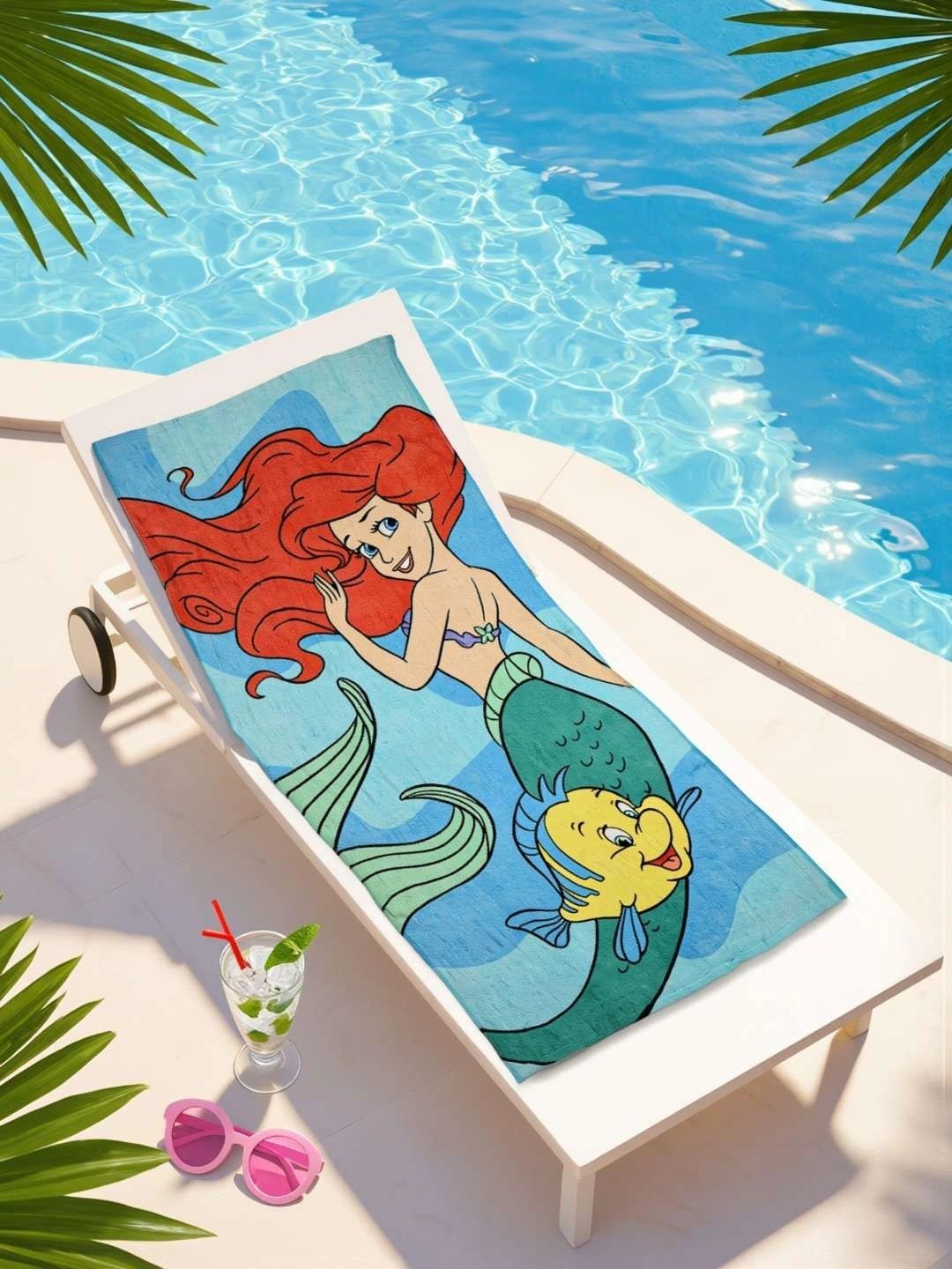Yellow Bee Teal 1 Printed Cotton 300 GSM Bath Towel-picture-29