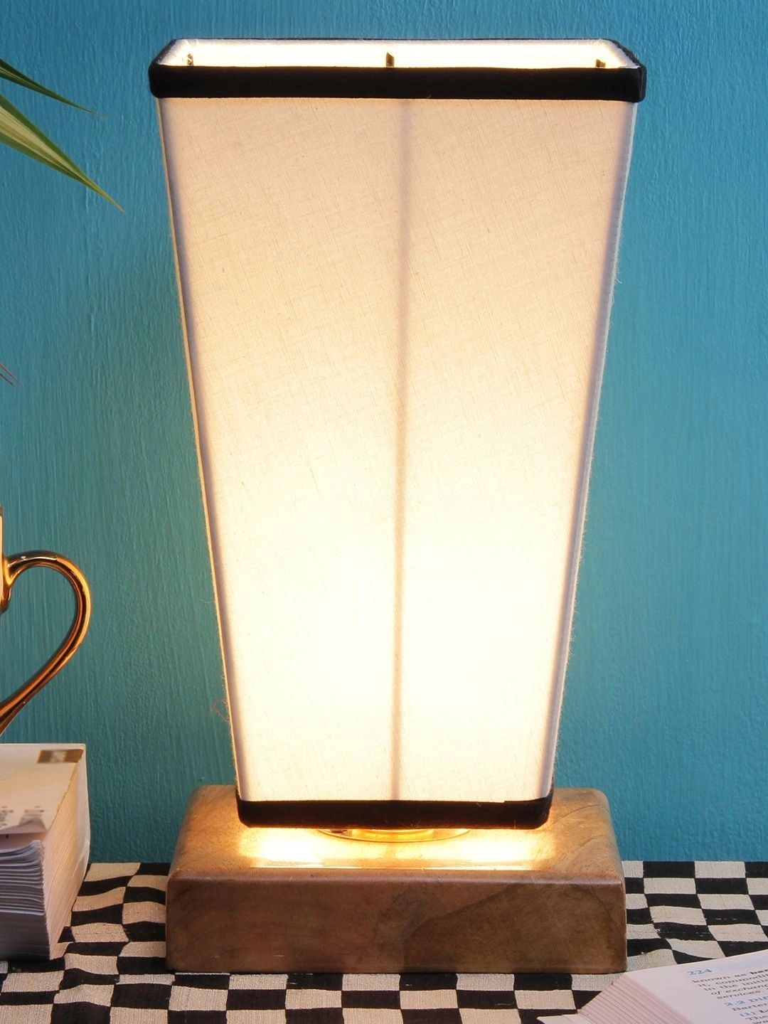 Myntra Elegant Homes White Wood Traditional Frusturical Shaped Table Lamp-picture-30