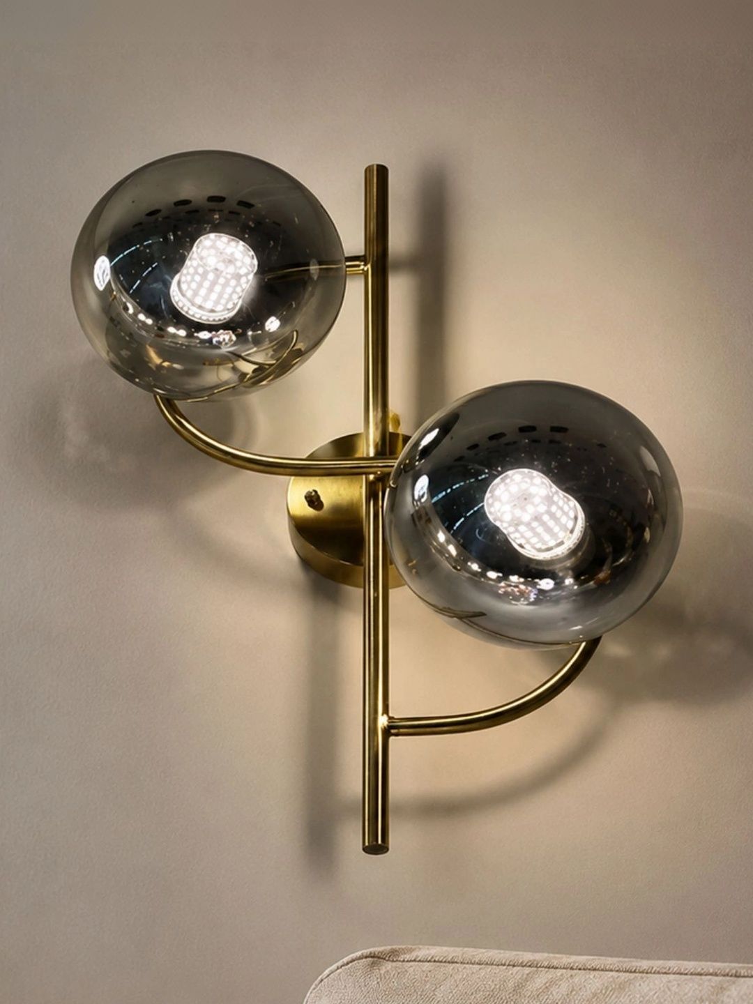 Stello Grey Metal Contemporary Spherical Shaped Wall Lamp-picture-20