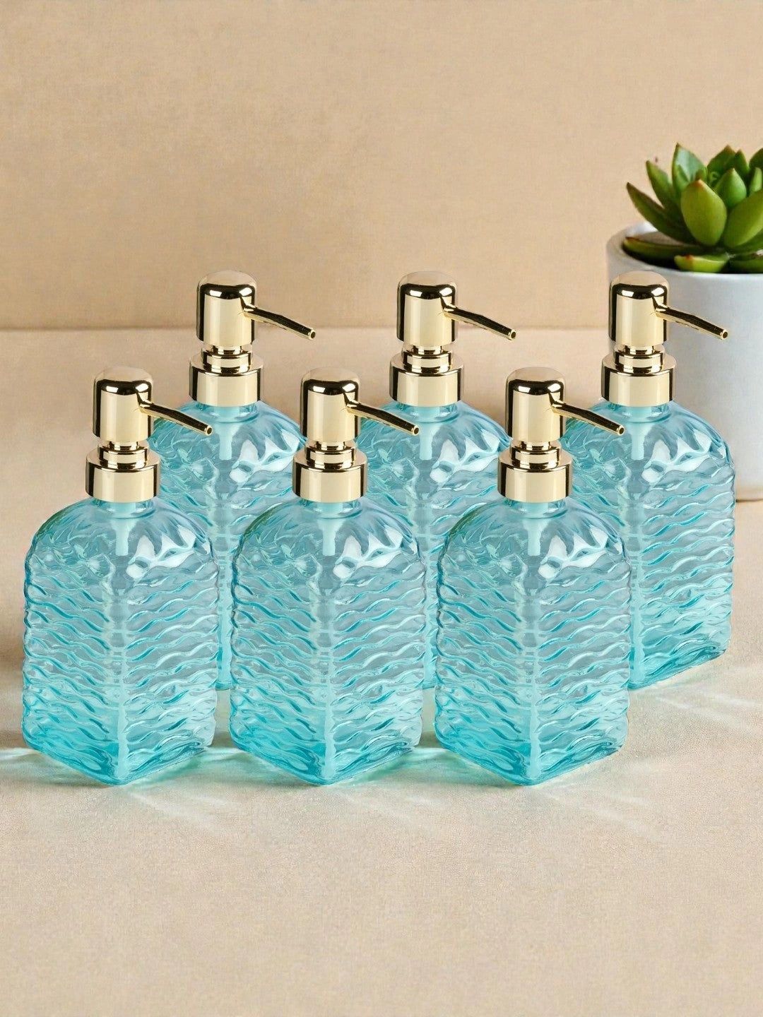 Kookee Blue 6 piece Abstract Glass Soap Dispenser-picture-19