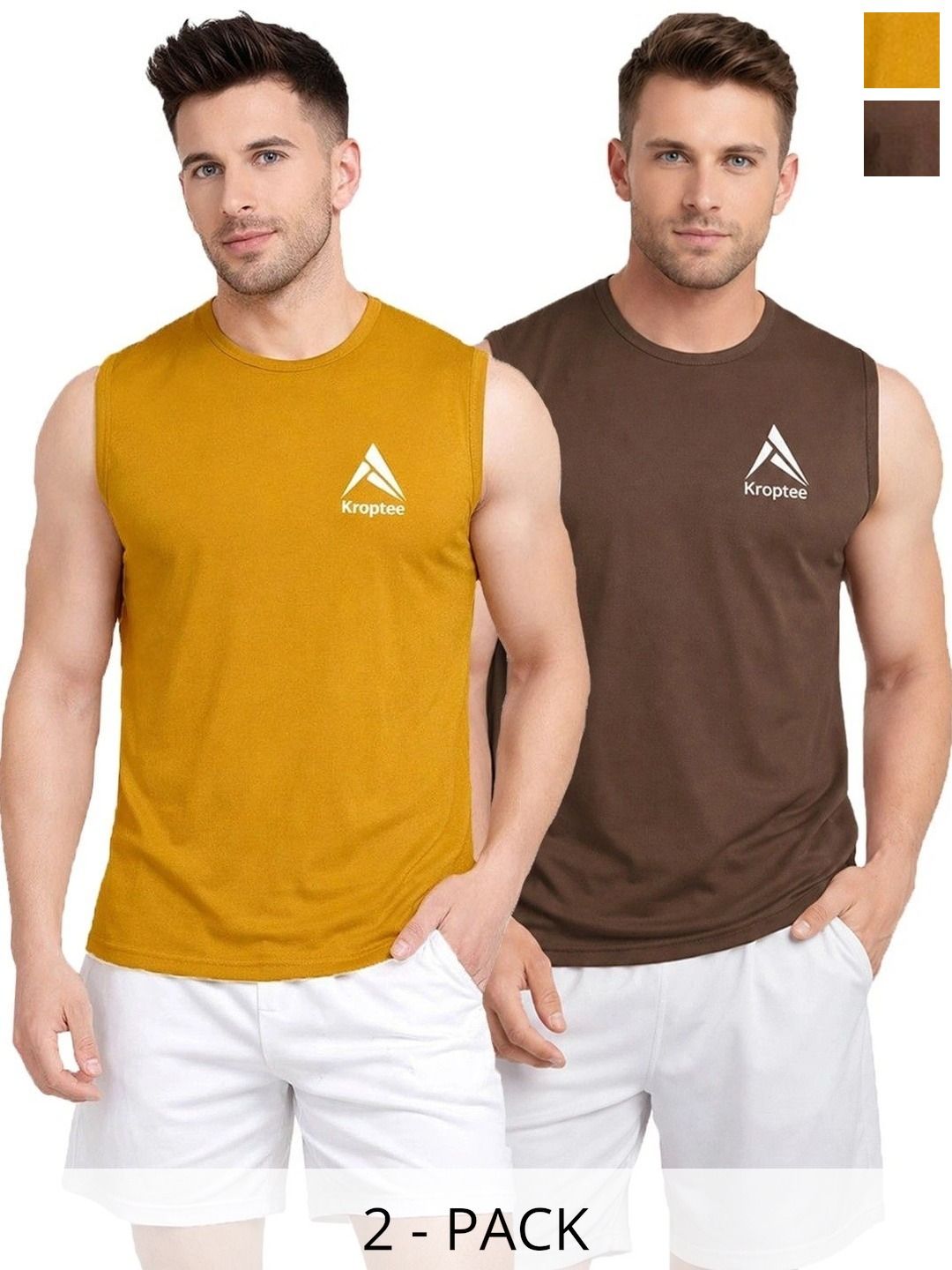 Kroptee Pack of 2 Cotton Blend Gym Vest-picture-43