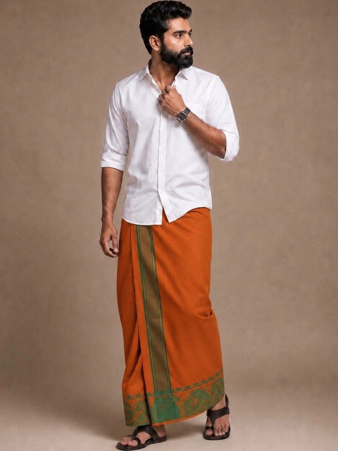 Sharan Elegance Men Embroidered Cotton Dhoti Dhotis-picture-18