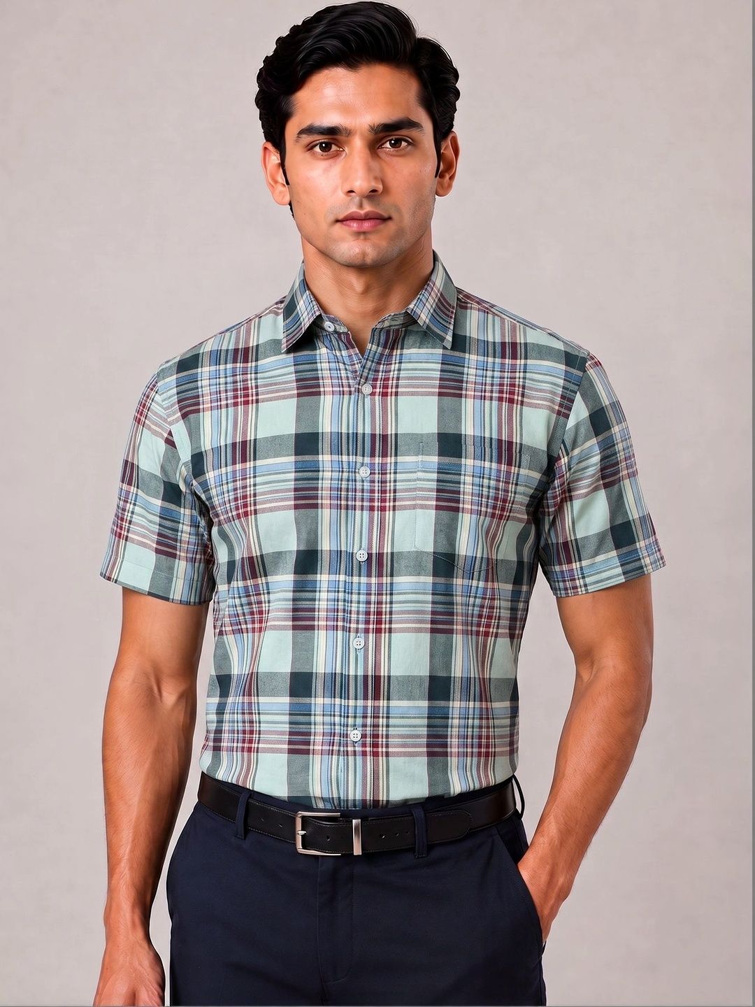 ACCOX Men Comfort Tartan Checks Checked Casual Shirt-picture-29