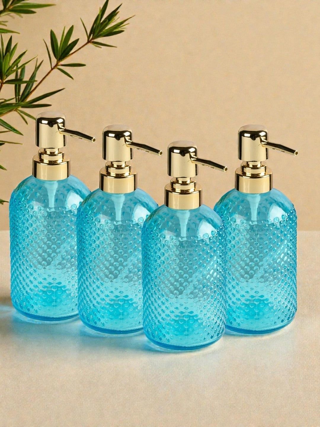 Kookee Blue 4 piece Abstract Glass Soap Dispenser-picture-48
