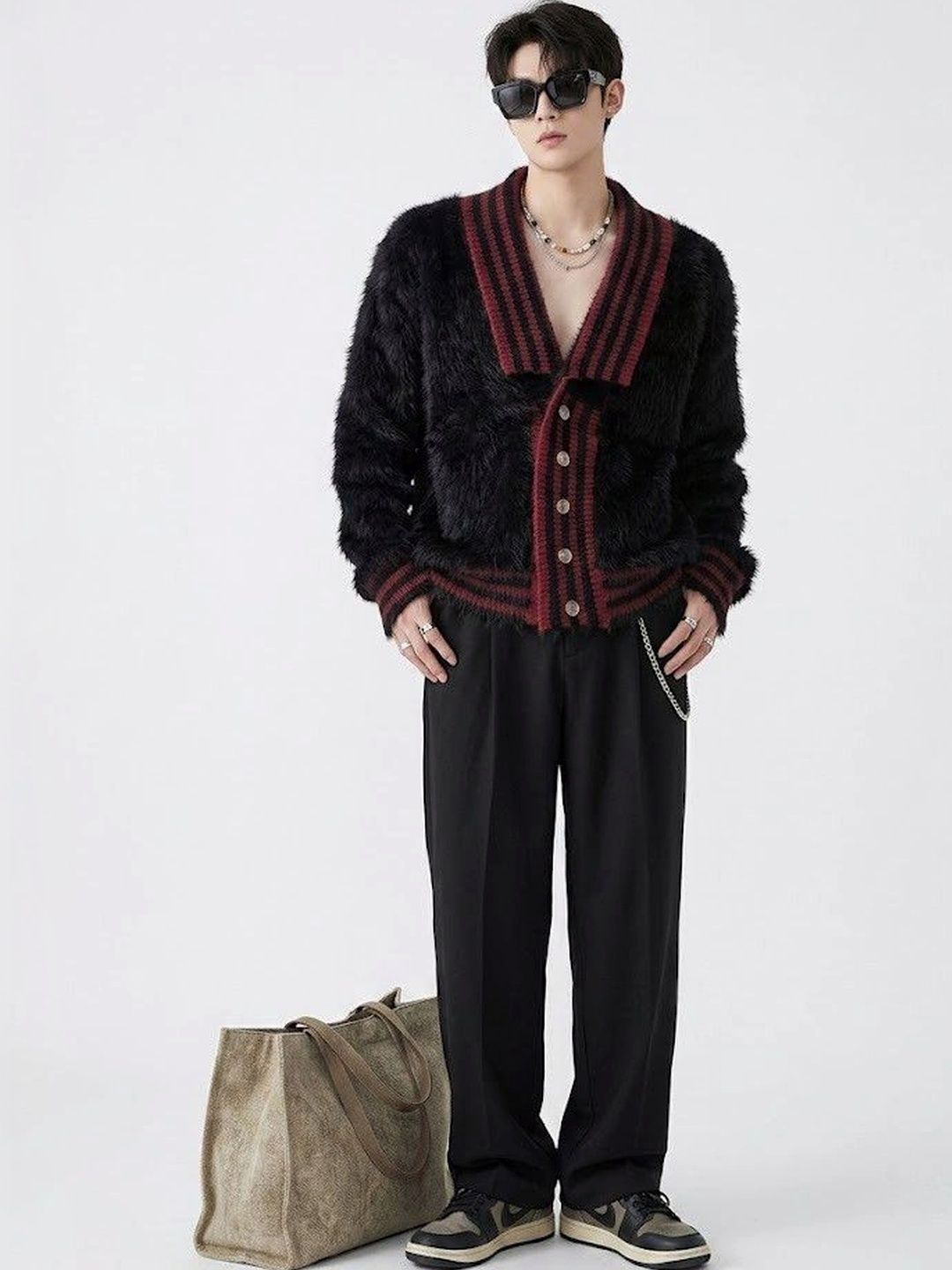 Suo Men Colourblocked Cardigan-picture-38