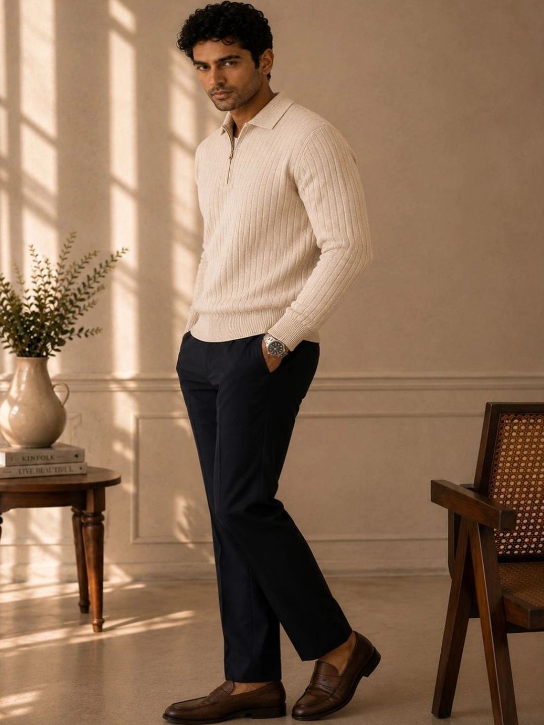 KARAMKAR Men Ribbed Woollen Pullover-picture-13