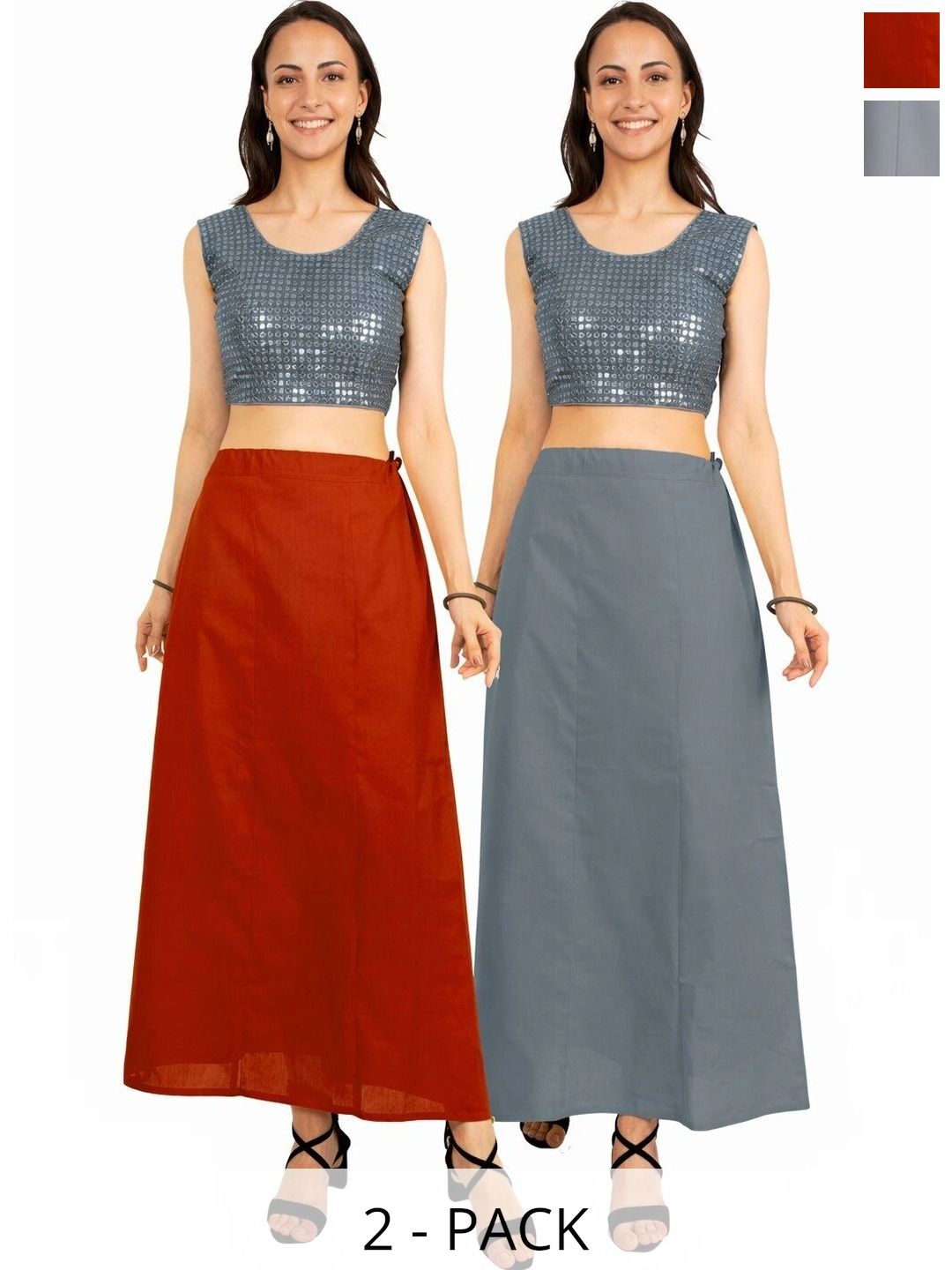 Preeti Creations Pack Of 2 Pure Cotton Seamless Saree Shapewear-picture-16