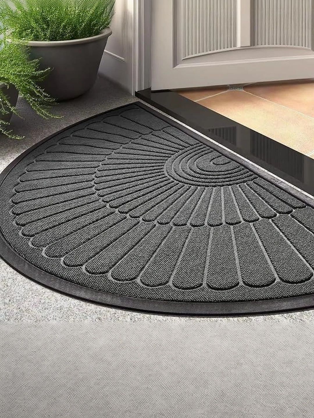 Ishro Home Grey Anti-Skid Semi-Circle Doormats-picture-18