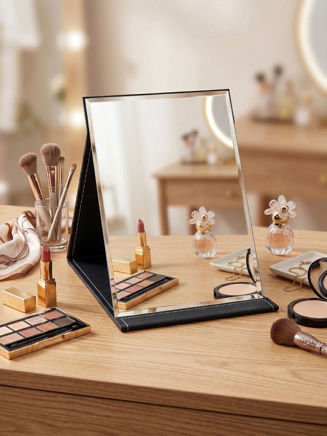 Myntra Elegant Homes Black Plastic Makeup Table Top Mirror-image-21