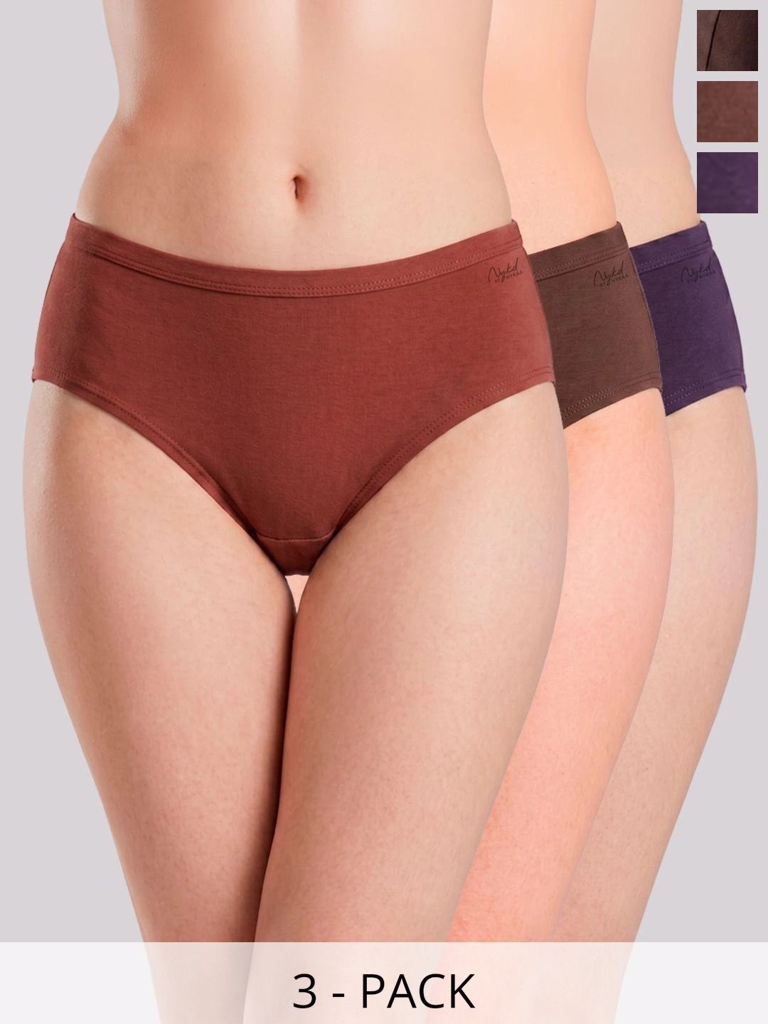 Nykd Women Pack of 3 Seamless Cotton Basic Briefs-picture-14