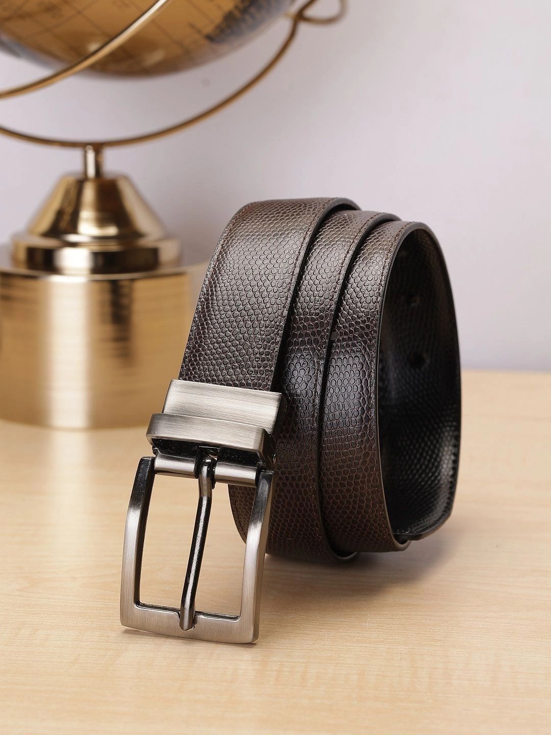 ZEVORA Men Textured Leather Reversible Formal Belt-picture-23