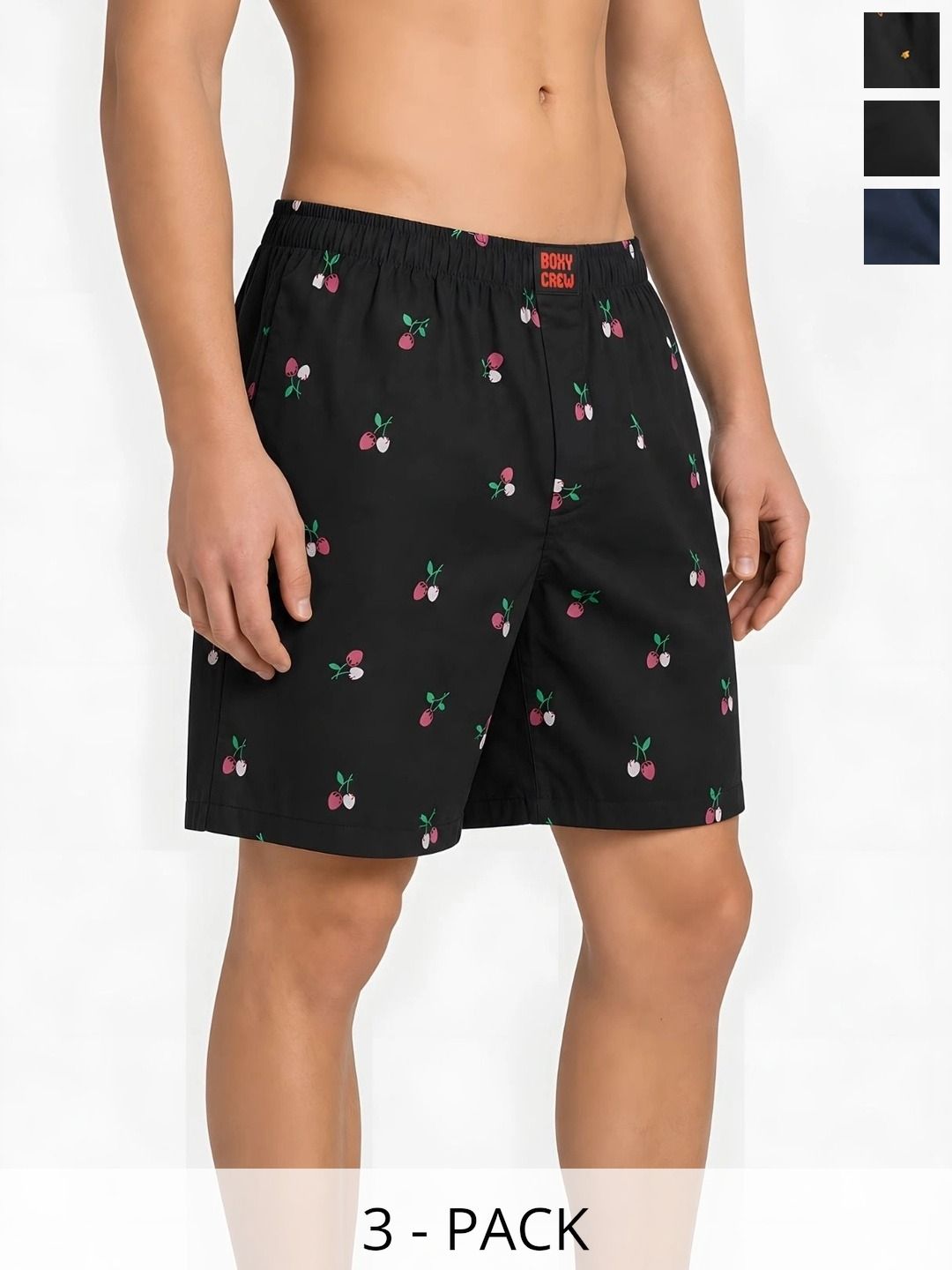 Boxy Crew Pack Of 3 Printed Pure Cotton Lightweight & Breathable Inner Elasticated Boxers-picture-20