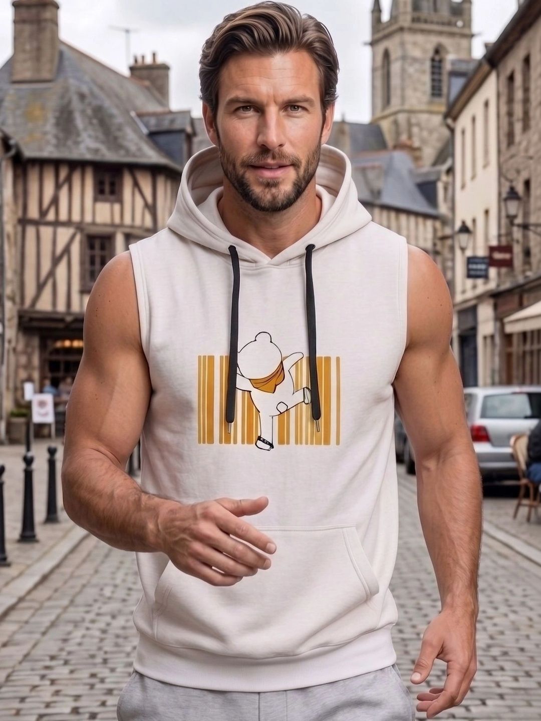 Looks United Printed Cotton Blend Gym Vest-picture-48