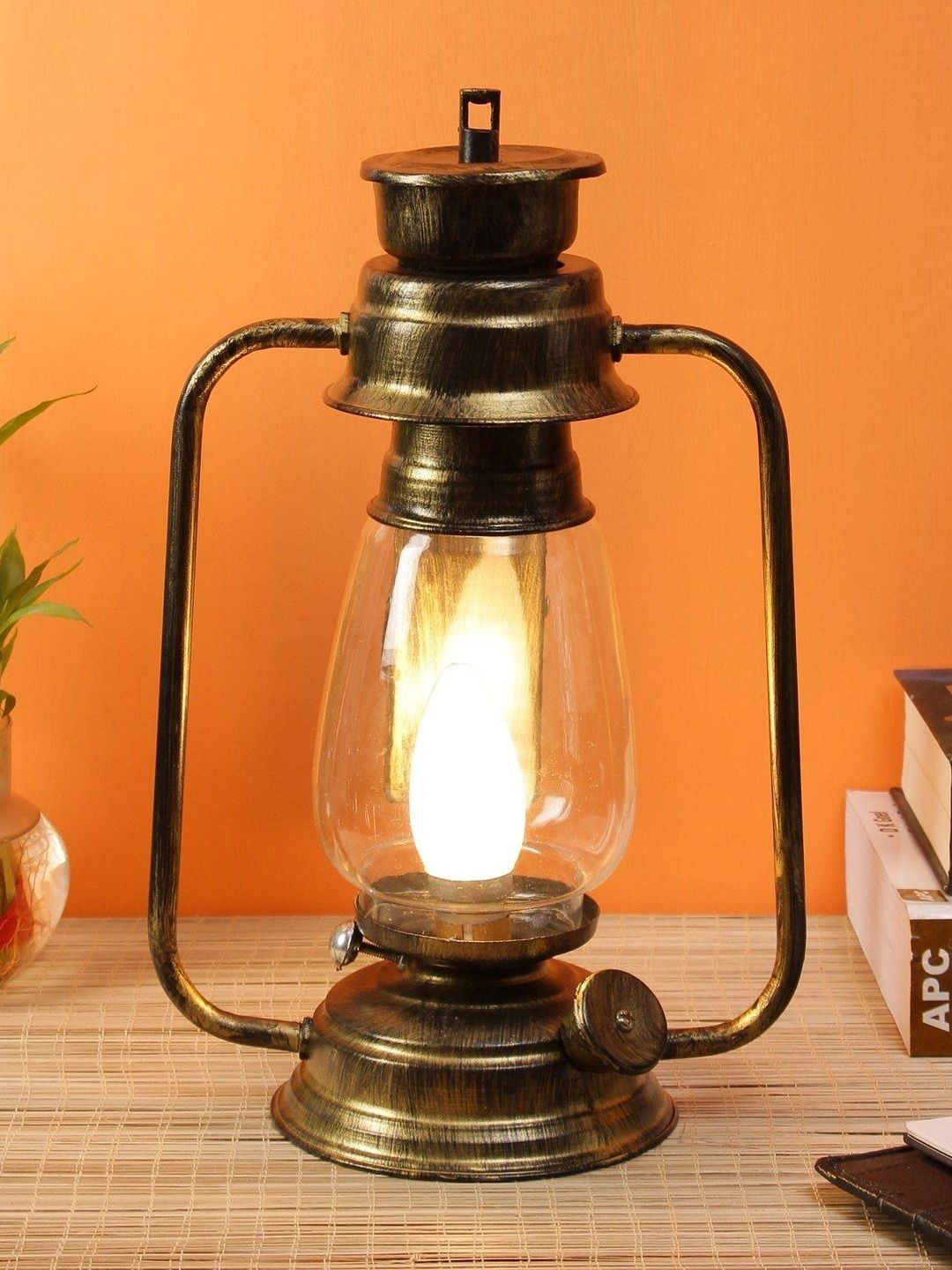 Myntra Elegant Homes Gold-Toned Metal Traditional Abstract Shaped Table Lamp-image-49