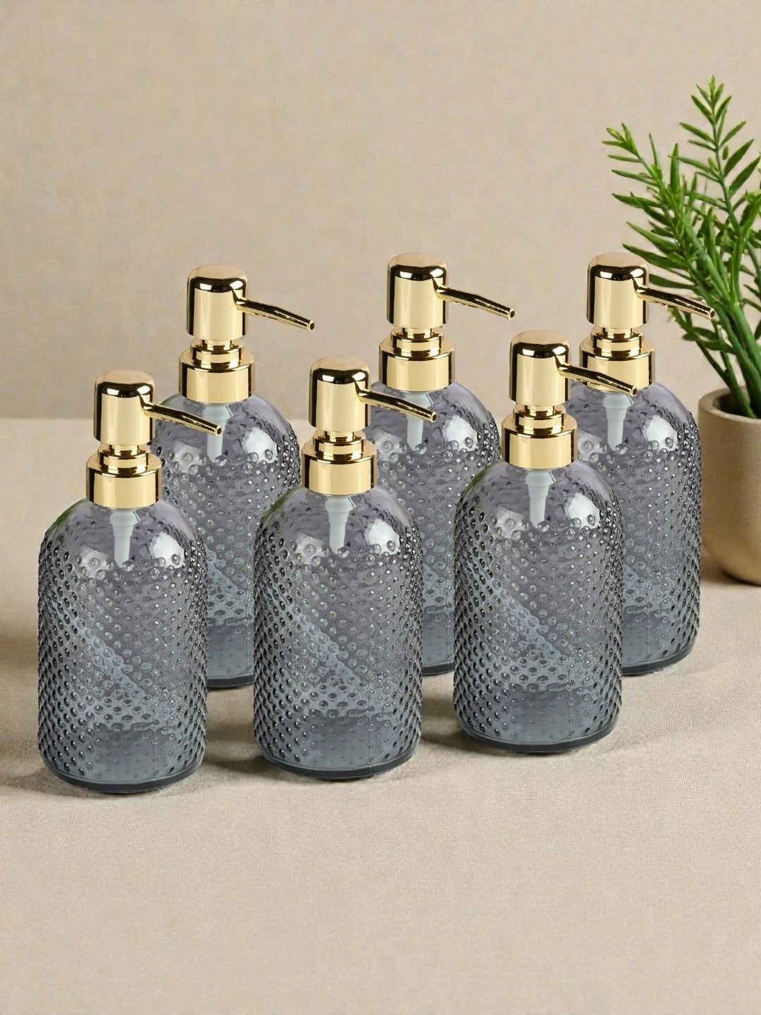 Kookee Grey 6 piece Abstract Glass Soap Dispenser-picture-55