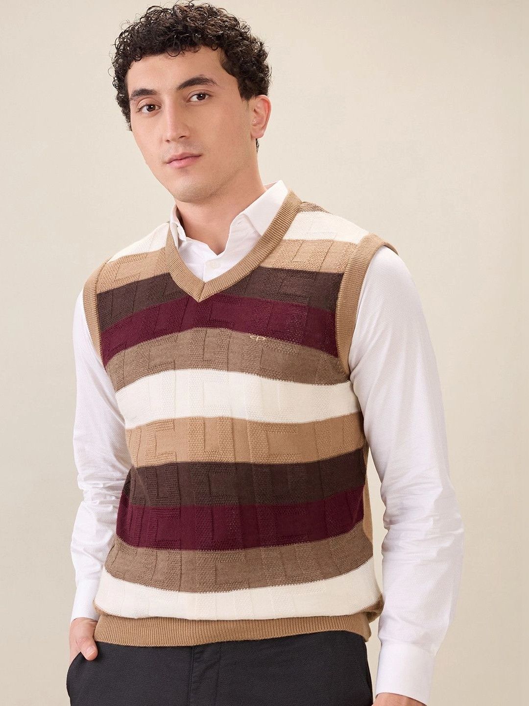 ColorPlus Men Striped Sweater Vest-picture-58