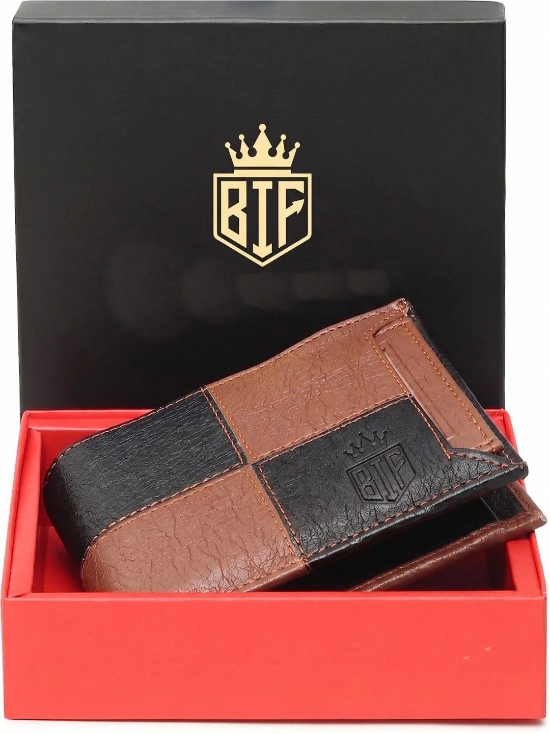 BIF Men Colourblocked PU Two Fold Wallet-picture-30