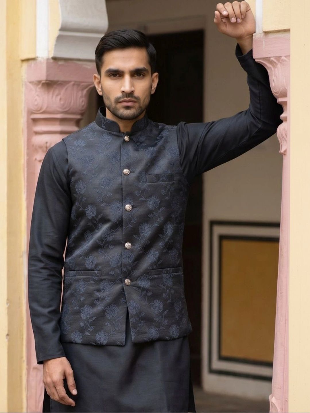 Jompers Woven Design Nehru Jackets-picture-31