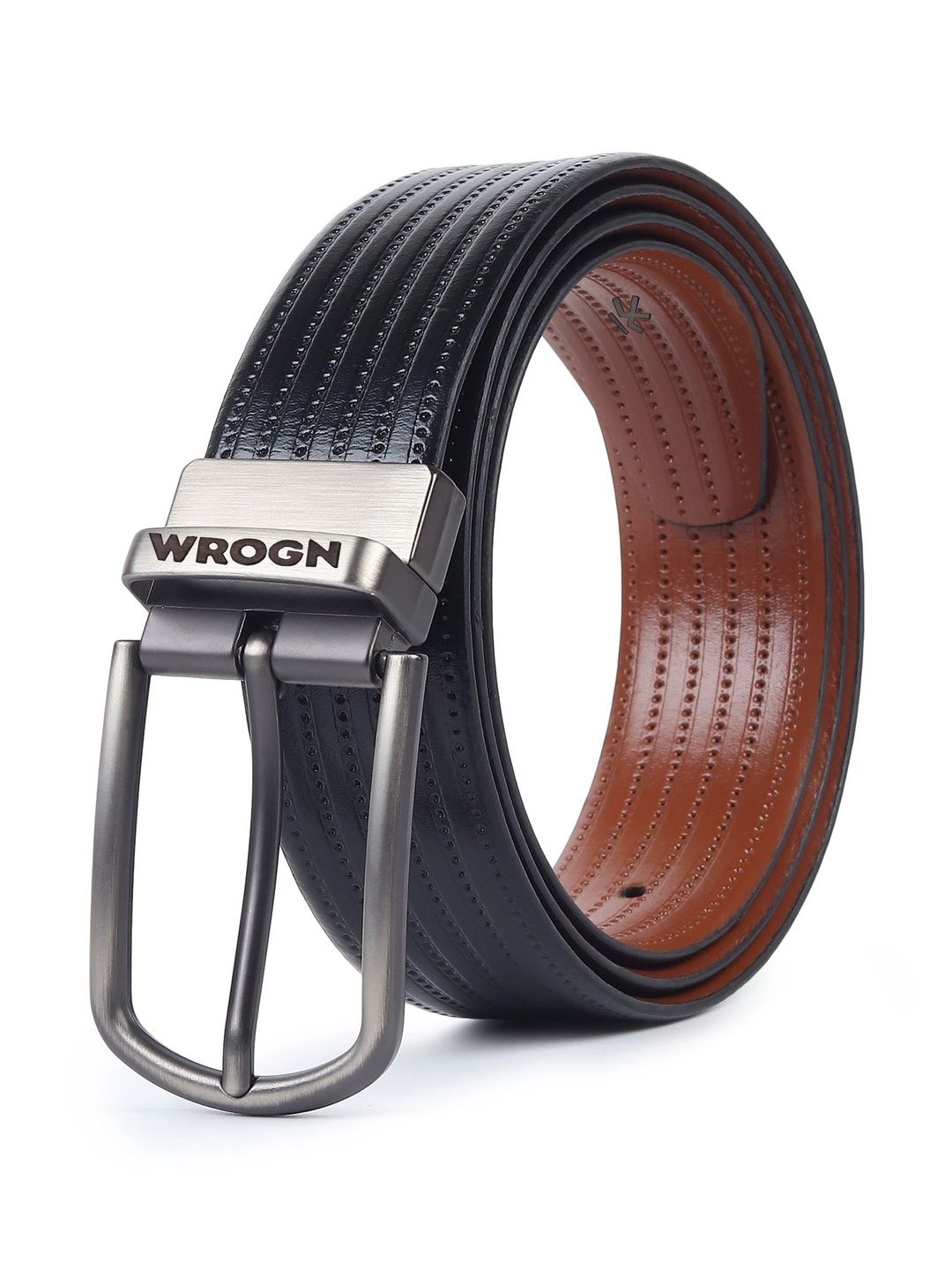 WROGN Men Textured Leather Reversible Belt-picture-30