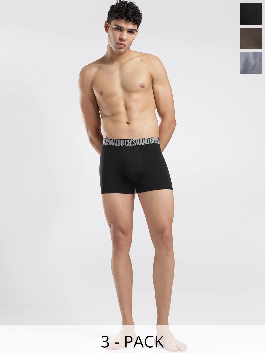 CR7 Cristiano Ronaldo Pack of 3 Cotton Assorted Solid Trunks-picture-54