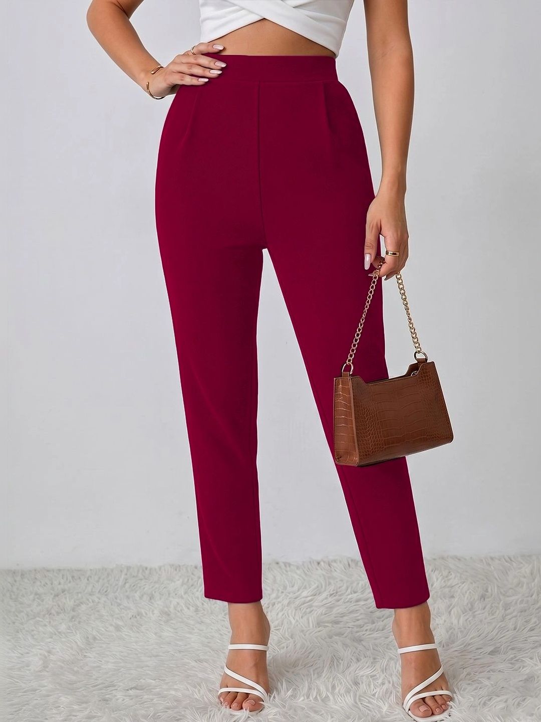 Maheshvi Women Straight Fit High-Rise Trousers-picture-17