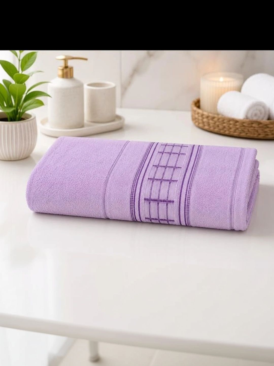 Devanjana Purple 1 Printed Cotton 400 GSM Bath Towel-image-37