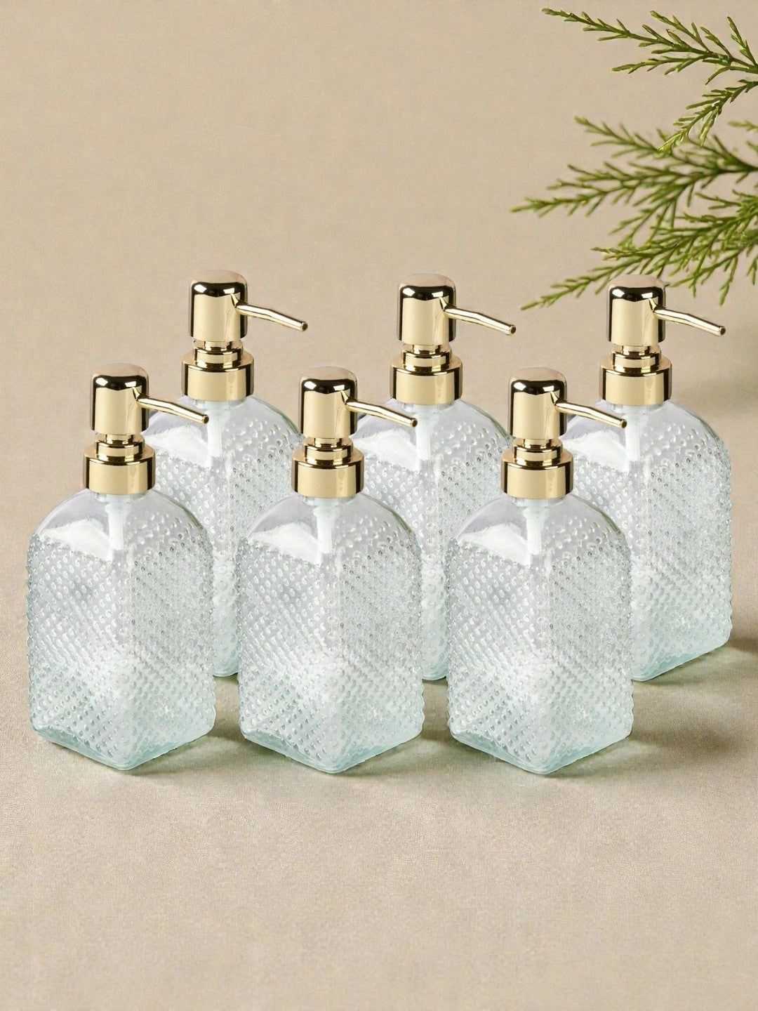 Kookee Transparent 6 piece Abstract Glass Soap Dispenser-picture-21