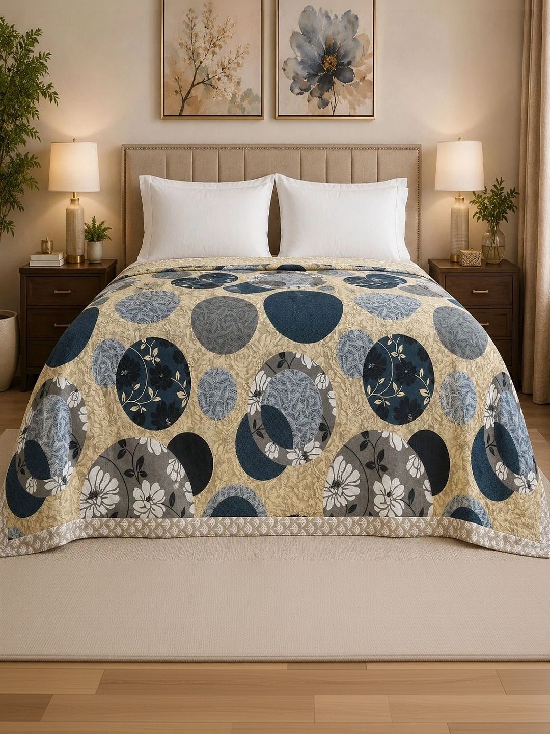 Supreme Home Collective Black & Brown Floral AC Room 300 GSM Blanket-picture-13
