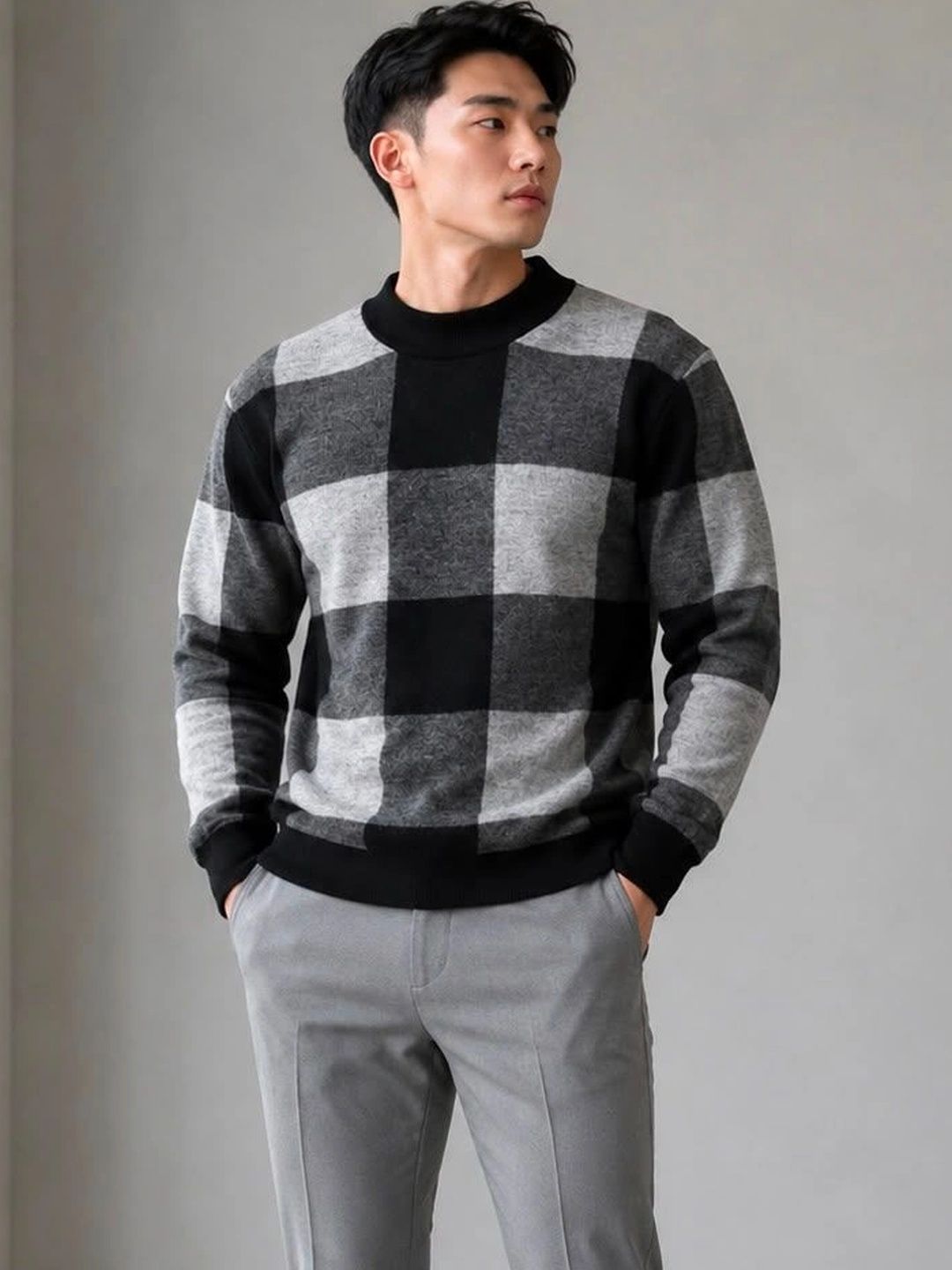 Moda Rapido Men Checked Woollen Pullover-picture-12